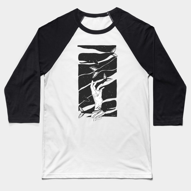 Whales sky Baseball T-Shirt by ArtDary